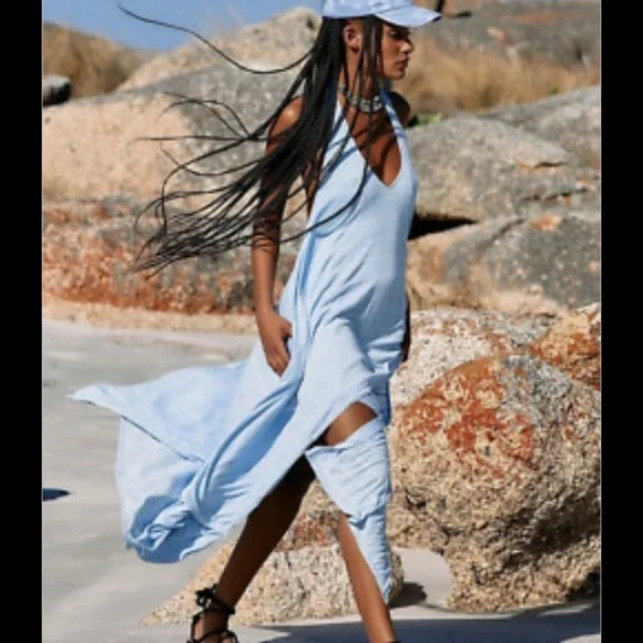 Free People | Dresses | Free People Beach Dress Xs Blue | Poshmark